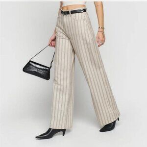 Reformation Cary High Rise Slouchy Wide Leg Jeans in Chicago Stripe